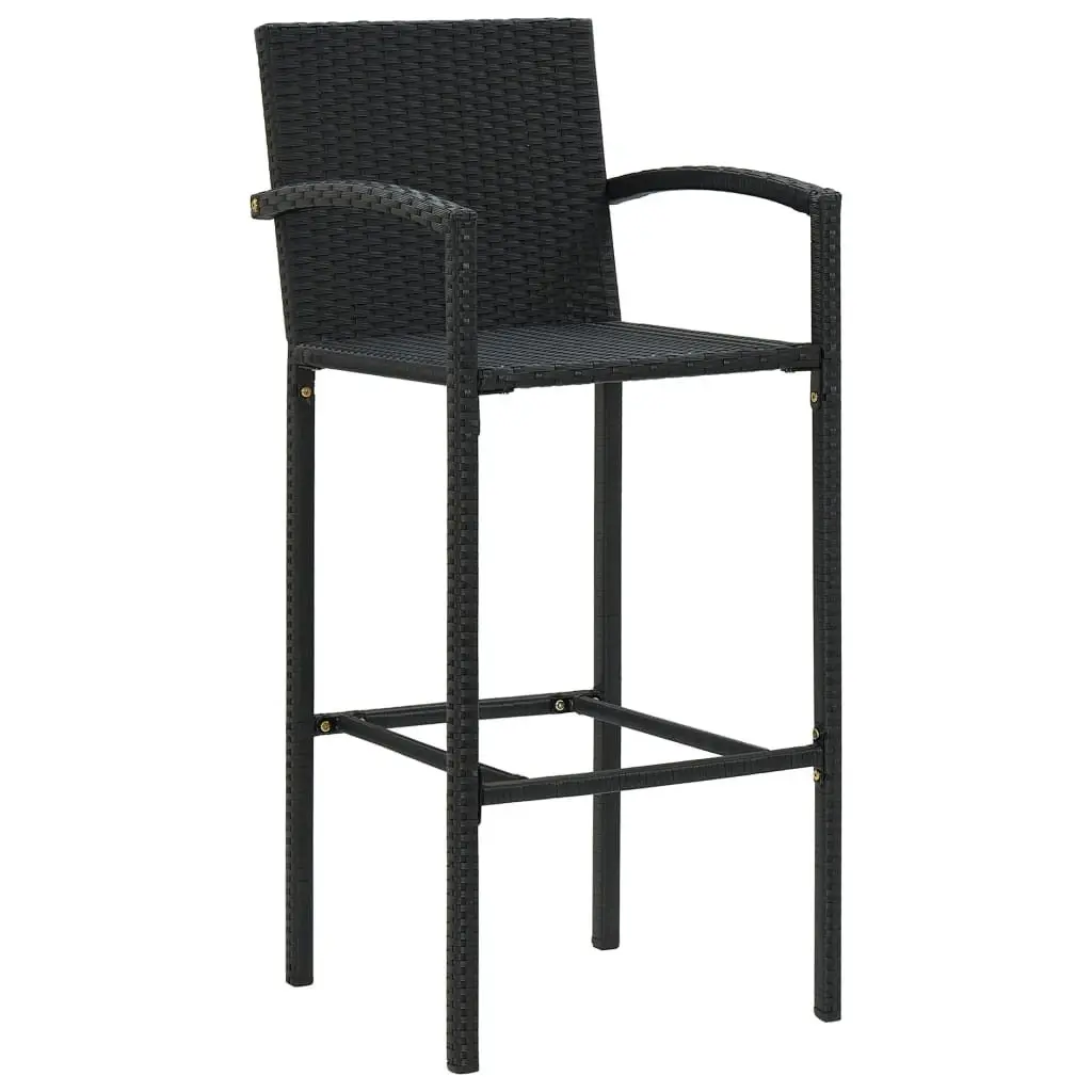 Bar Stools Black 4 Piece PE Rattan Indoor Outdoor Kitchen Dining Seat