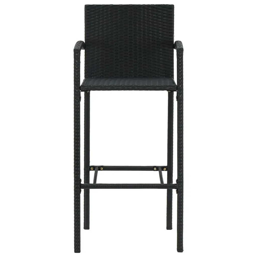 Bar Stools Black 4 Piece PE Rattan Indoor Outdoor Kitchen Dining Seat