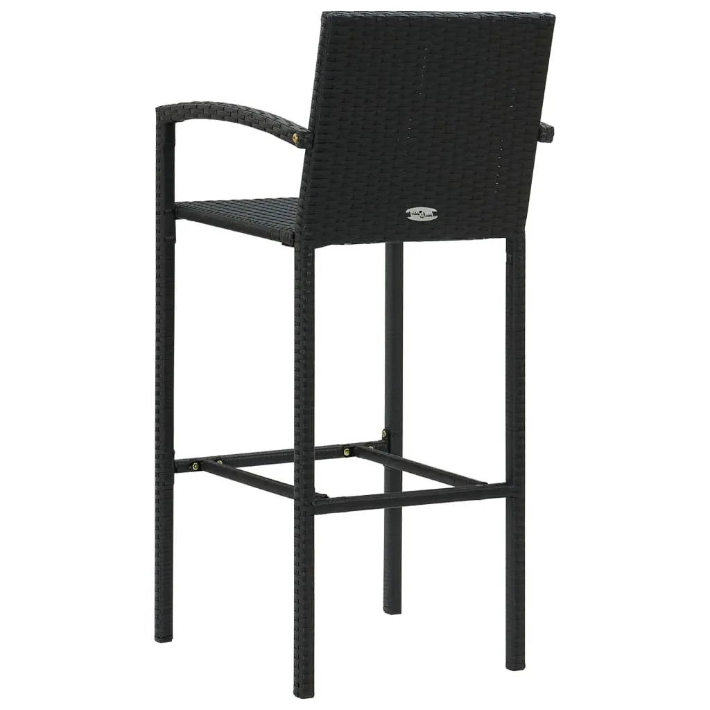 Bar Stools Black 4 Piece PE Rattan Indoor Outdoor Kitchen Dining Seat