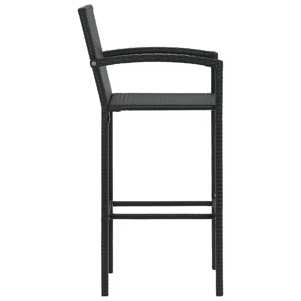 Bar Stools Black 4 Piece PE Rattan Indoor Outdoor Kitchen Dining Seat