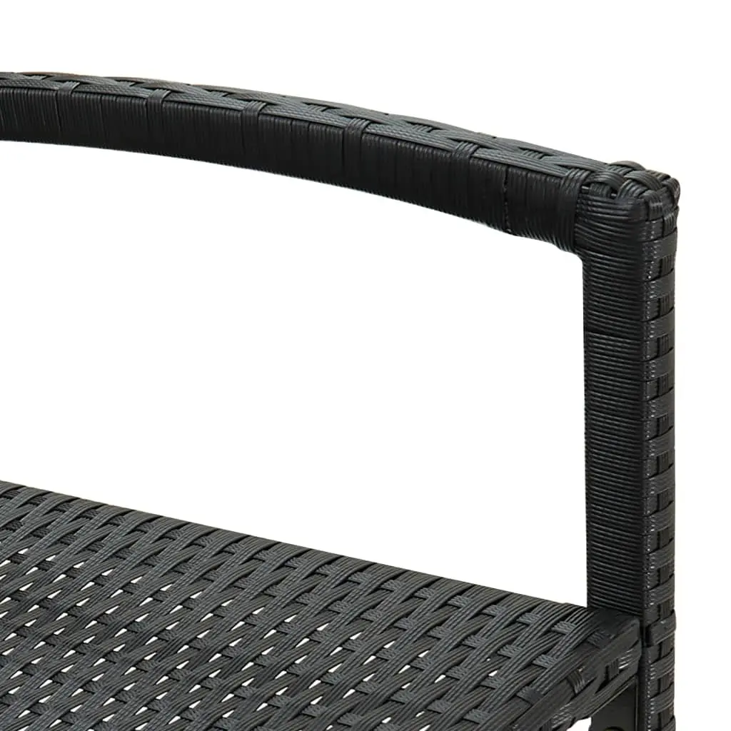 Bar Stools Black 4 Piece PE Rattan Indoor Outdoor Kitchen Dining Seat