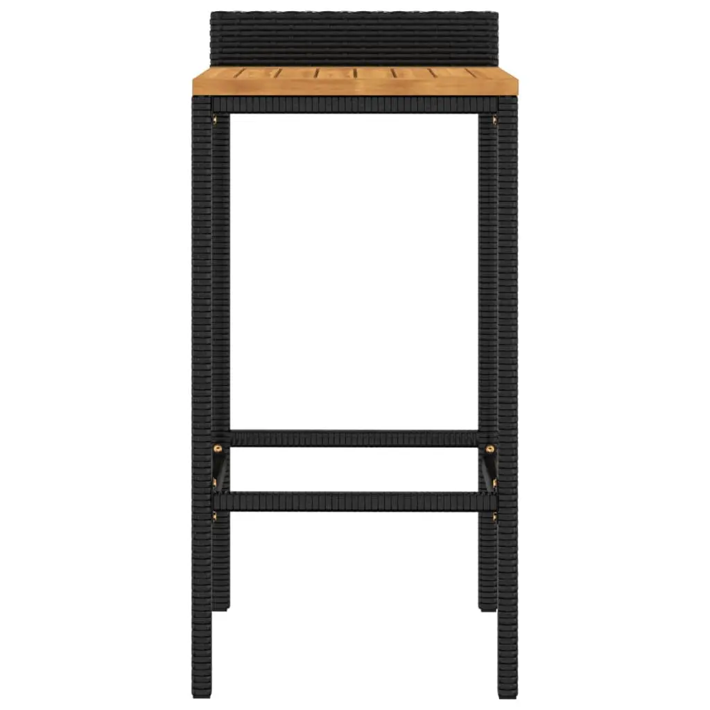 Bar Stools 2 pcs Black Rattan Wood
