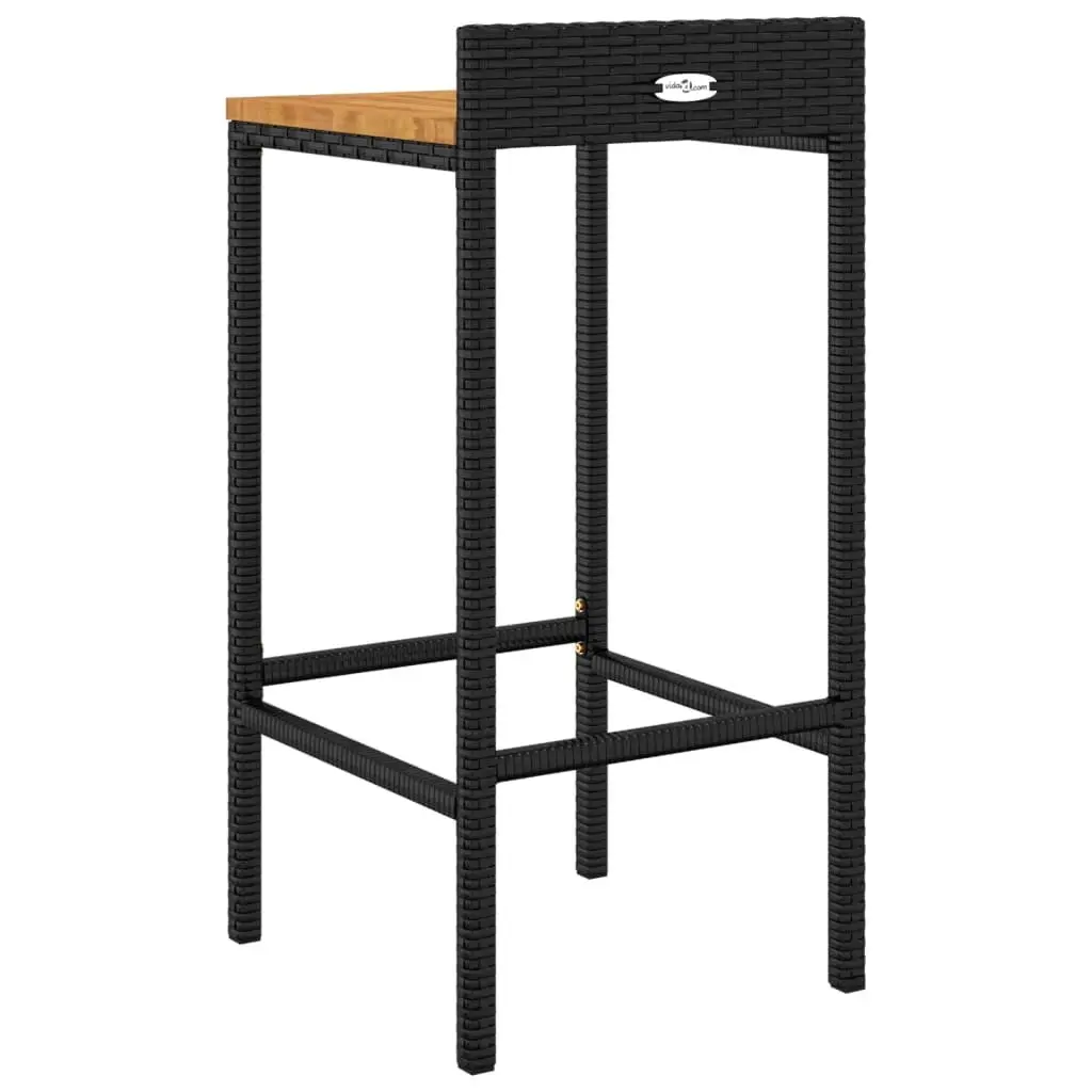 Bar Stools 2 pcs Black Rattan Wood
