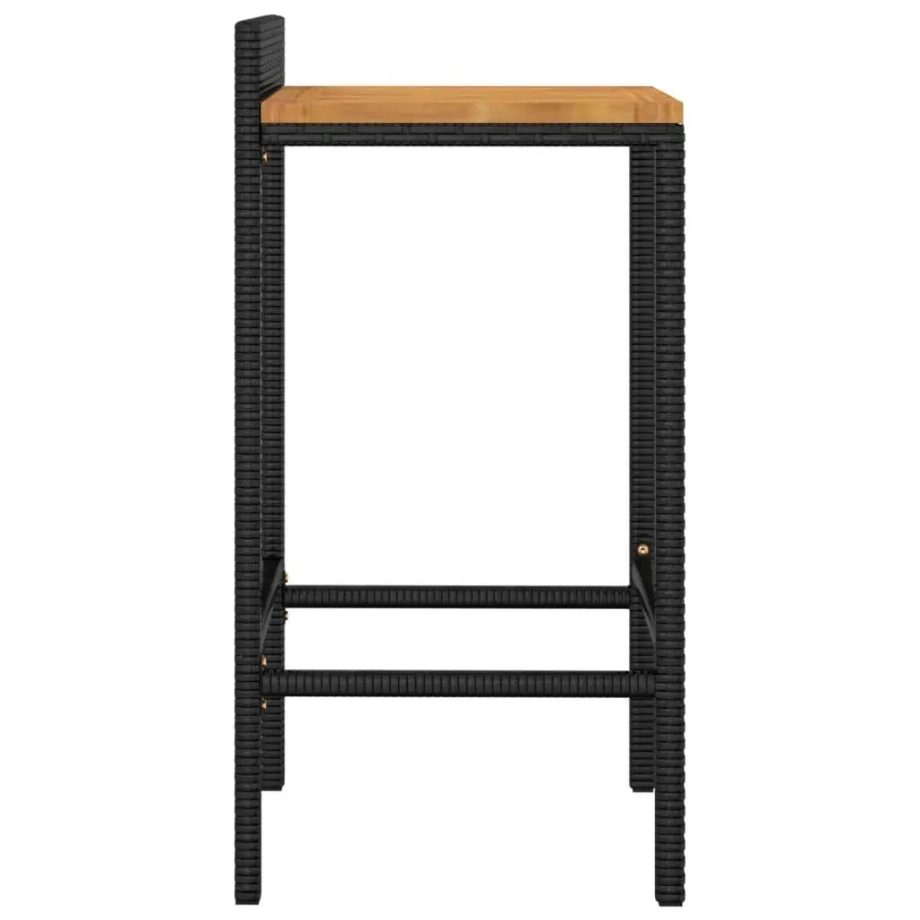 Bar Stools 2 pcs Black Rattan Wood