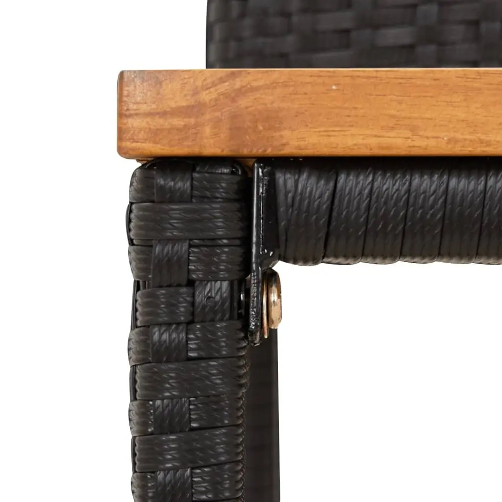 Bar Stools 2 pcs Black Rattan Wood