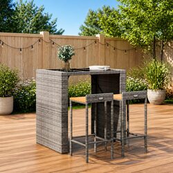 2-Piece Grey Bar Stools for Indoor and Outdoor Use
