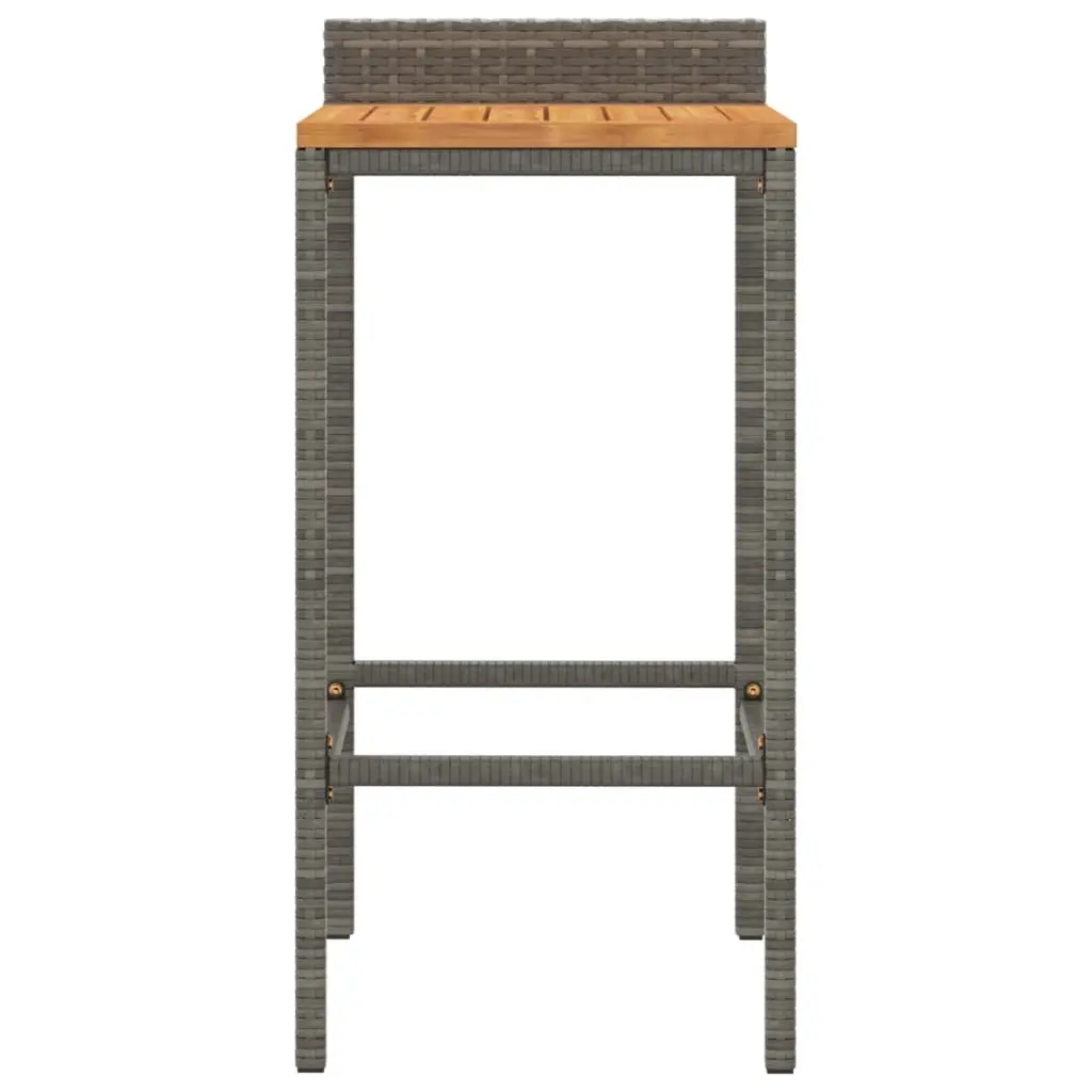 Bar Stools Grey 2 pcs Outdoor Indoor Rattan Wood Acacia