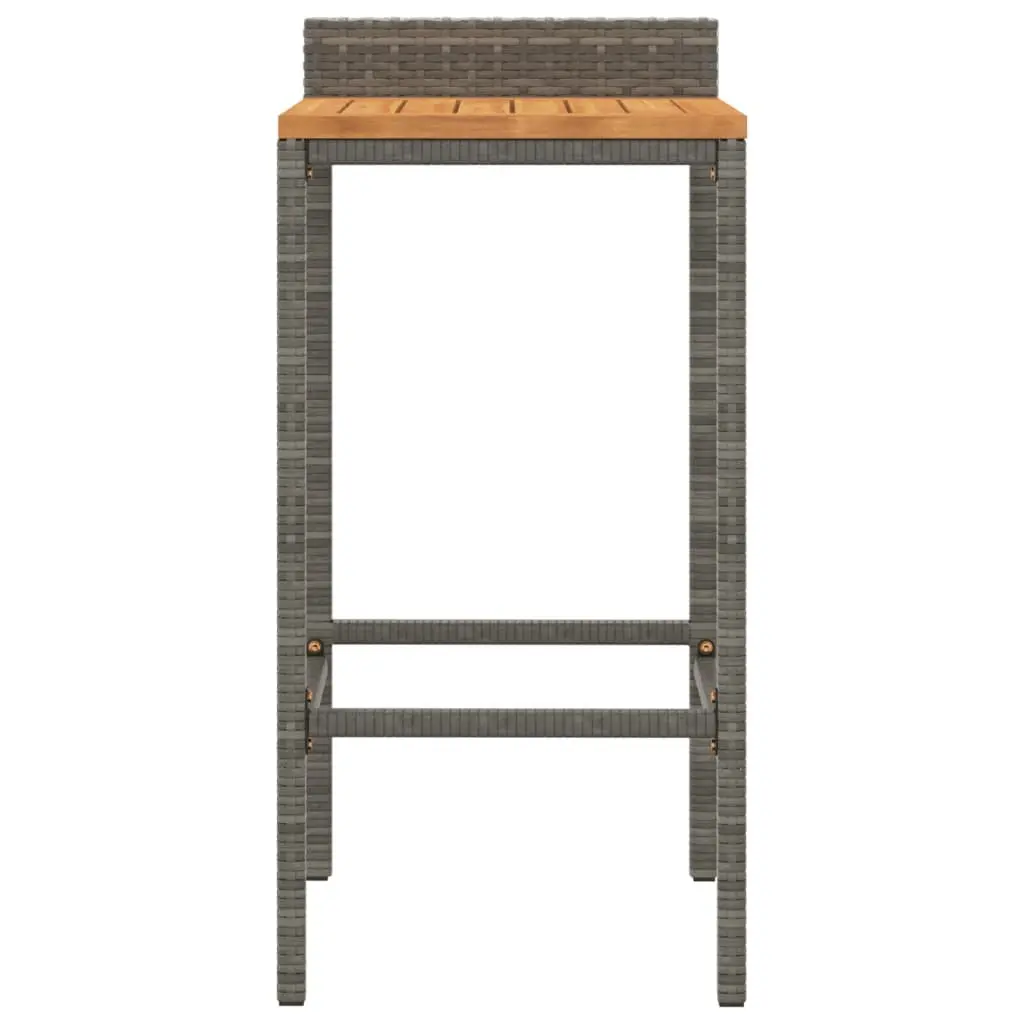 Bar Stools 4pcs Grey Poly Rattan Wooden Seat Outdoor Indoor Kitchen Dining