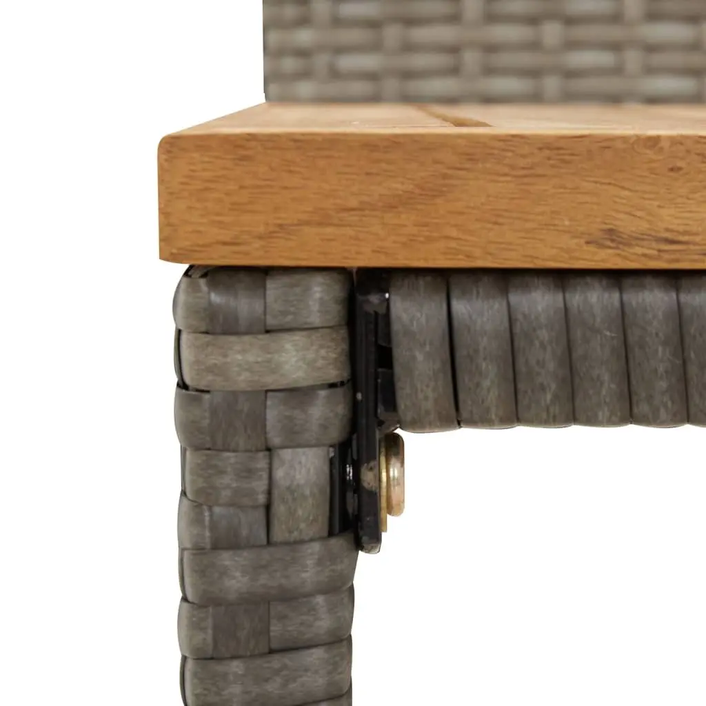 Bar Stools 4pcs Grey Poly Rattan Wooden Seat Outdoor Indoor Kitchen Dining