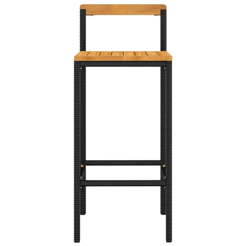 2-Piece Black Poly Rattan Bar Stools