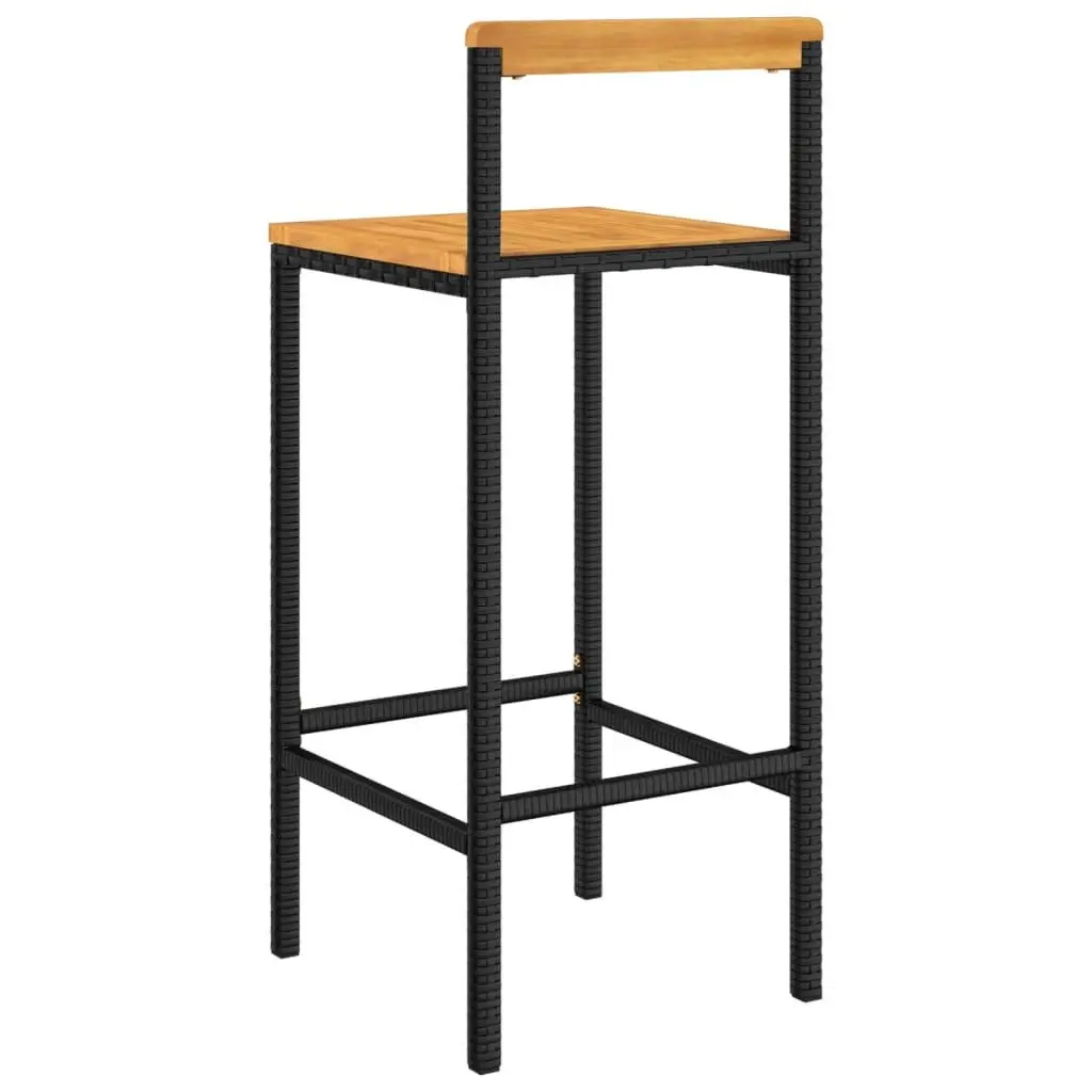2-Piece Black Poly Rattan Bar Stools