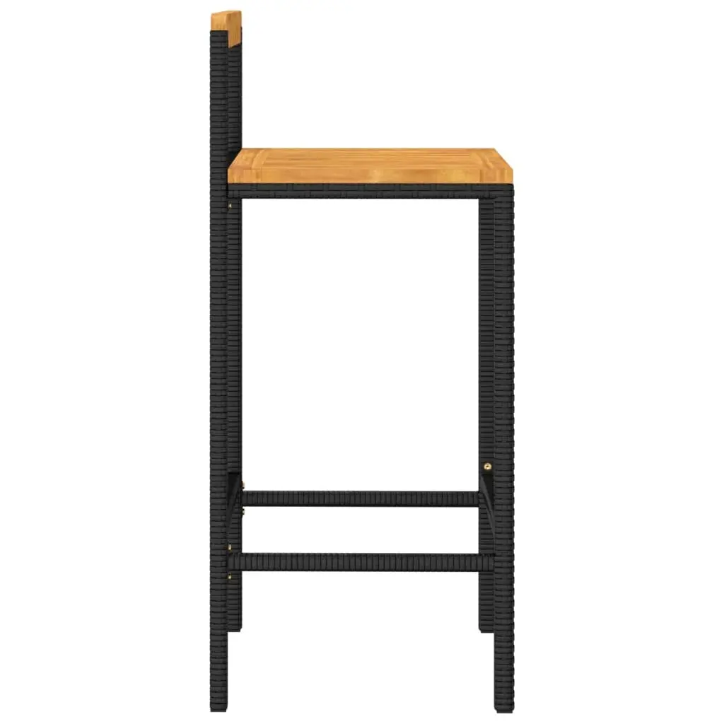2-Piece Black Poly Rattan Bar Stools