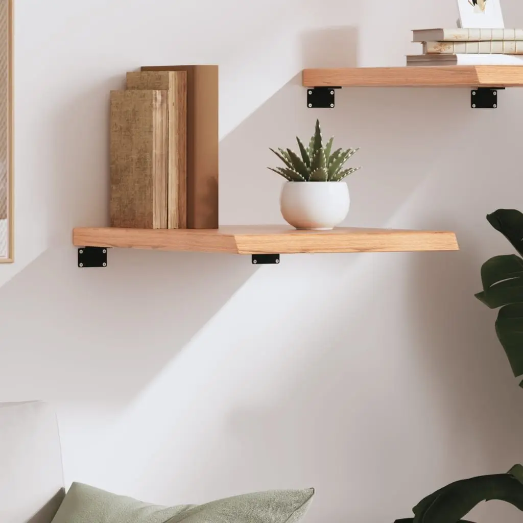Wall Shelf Rustic Light Brown Solid Oak Wood Floating Ledge Display 40 x 60 x 2-4 cm