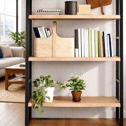 Rustic Solid Oak Wood Wall Shelf with Live Edge 80x40cm