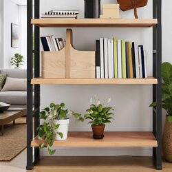 Light Brown Rustic Solid Oak Wood Wall Shelf 80x50cm