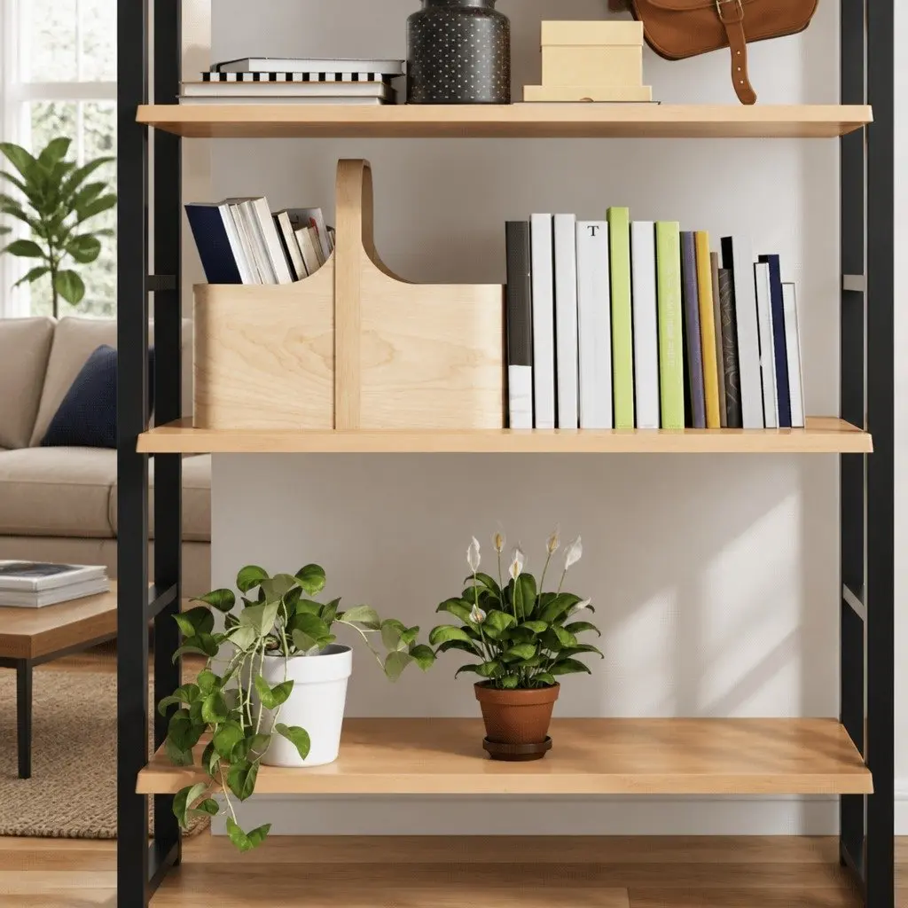 Wall Shelf Rustic Light Brown Solid Oak Wood Handmade Live Edge 80x60x2cm