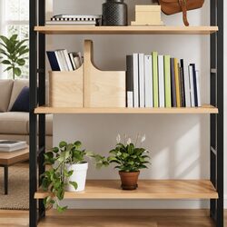 Light Brown Solid Oak Wood Rustic Wall Shelf 80x60x2cm