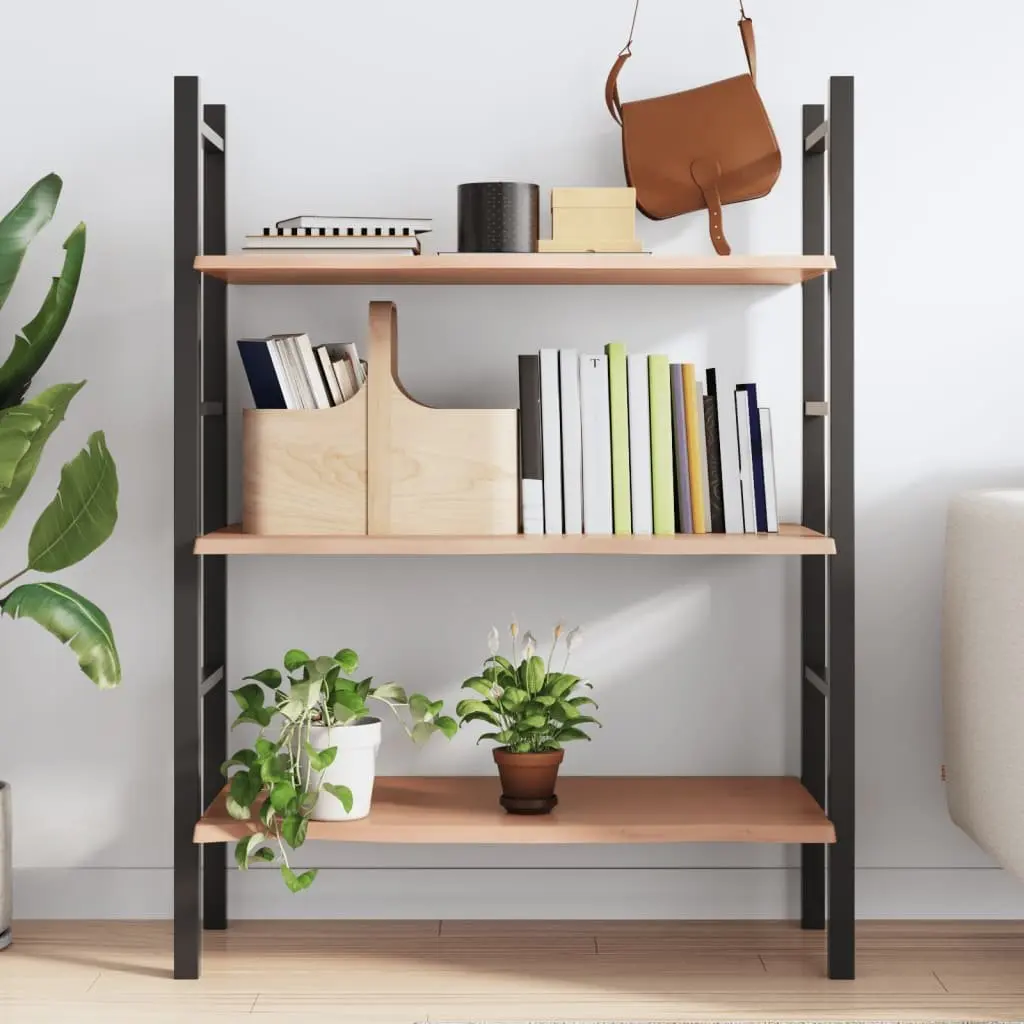 Wall Shelf Rustic Light Brown Solid Oak Wood Handmade Live Edge 80x60x2cm
