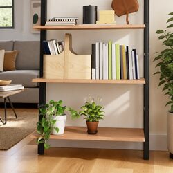 Rustic Wall Shelf in Light Brown 100x60x2 cm Solid Oak