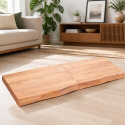 Rustic Wall Shelf in Light Brown Solid Oak Wood 120x50cm