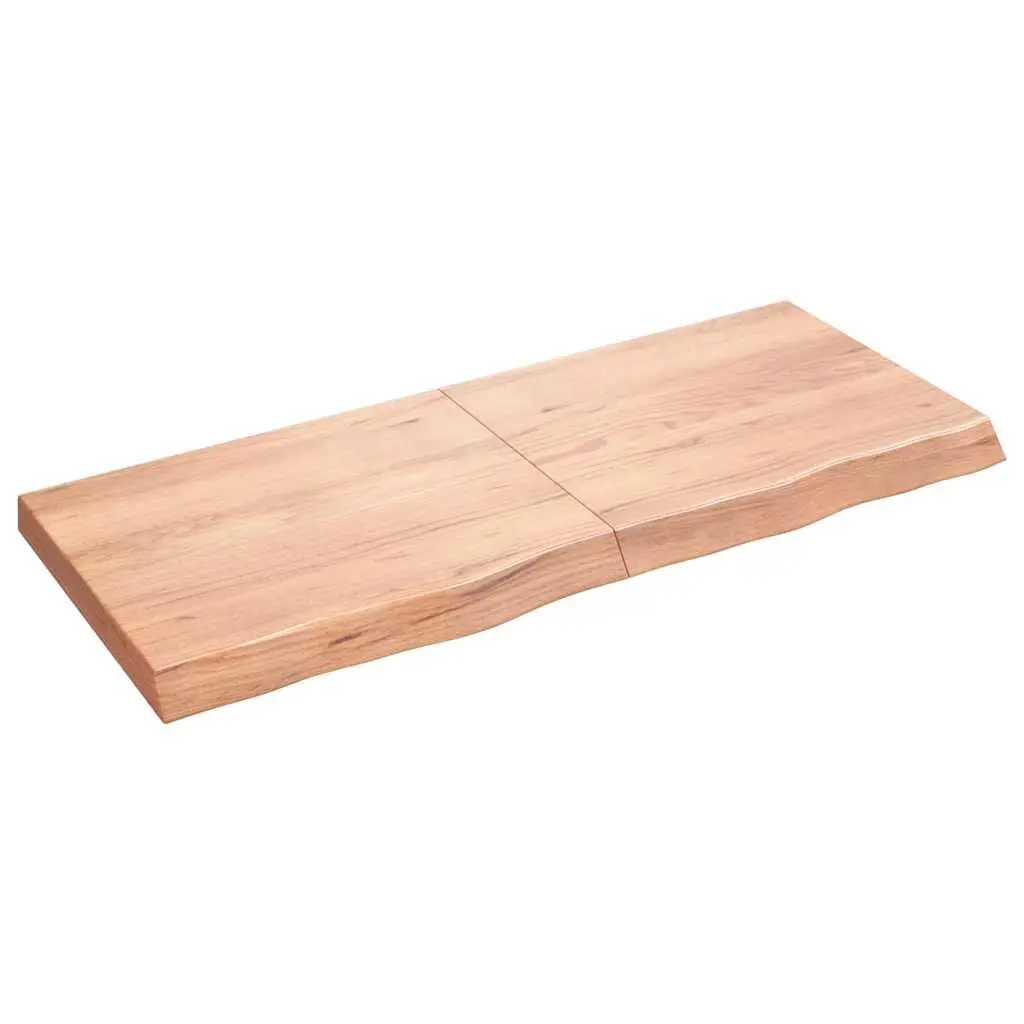 Rustic Wall Shelf in Light Brown Solid Oak Wood 120x50cm