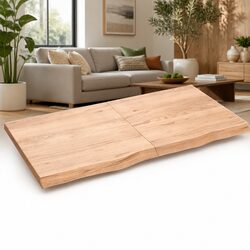 Light Brown Solid Oak Wood Wall Shelf 120x60cm