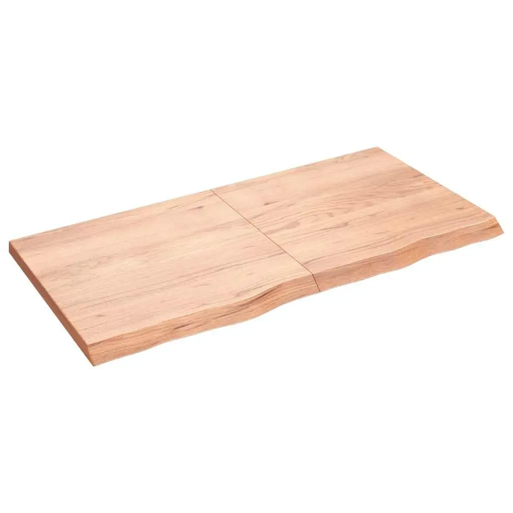 Light Brown Solid Oak Wood Wall Shelf 120x60cm