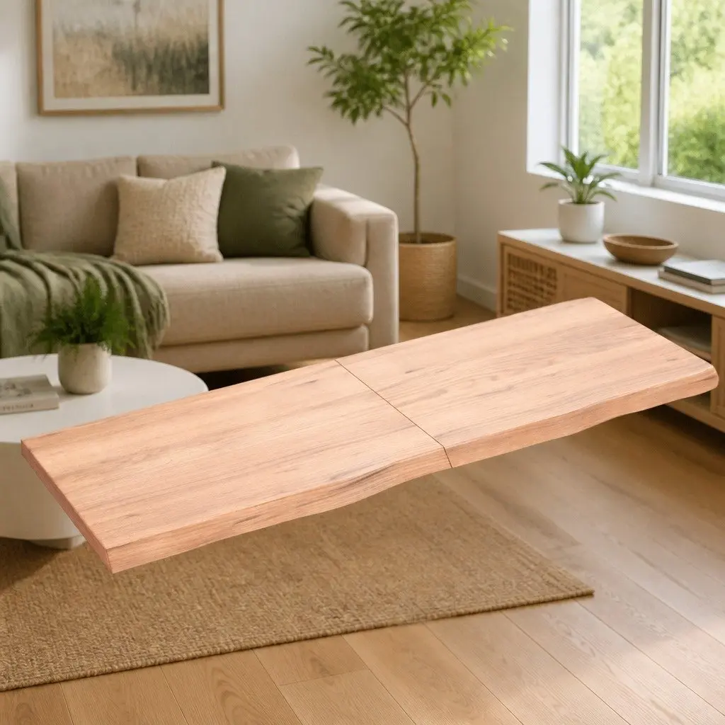 Wall Shelf Solid Oak Wood Rustic Brown Folding Storage 140x50 cm Floating Ledge