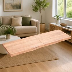 Rustic Solid Oak Wall Shelf with Folding Design 140x50 cm