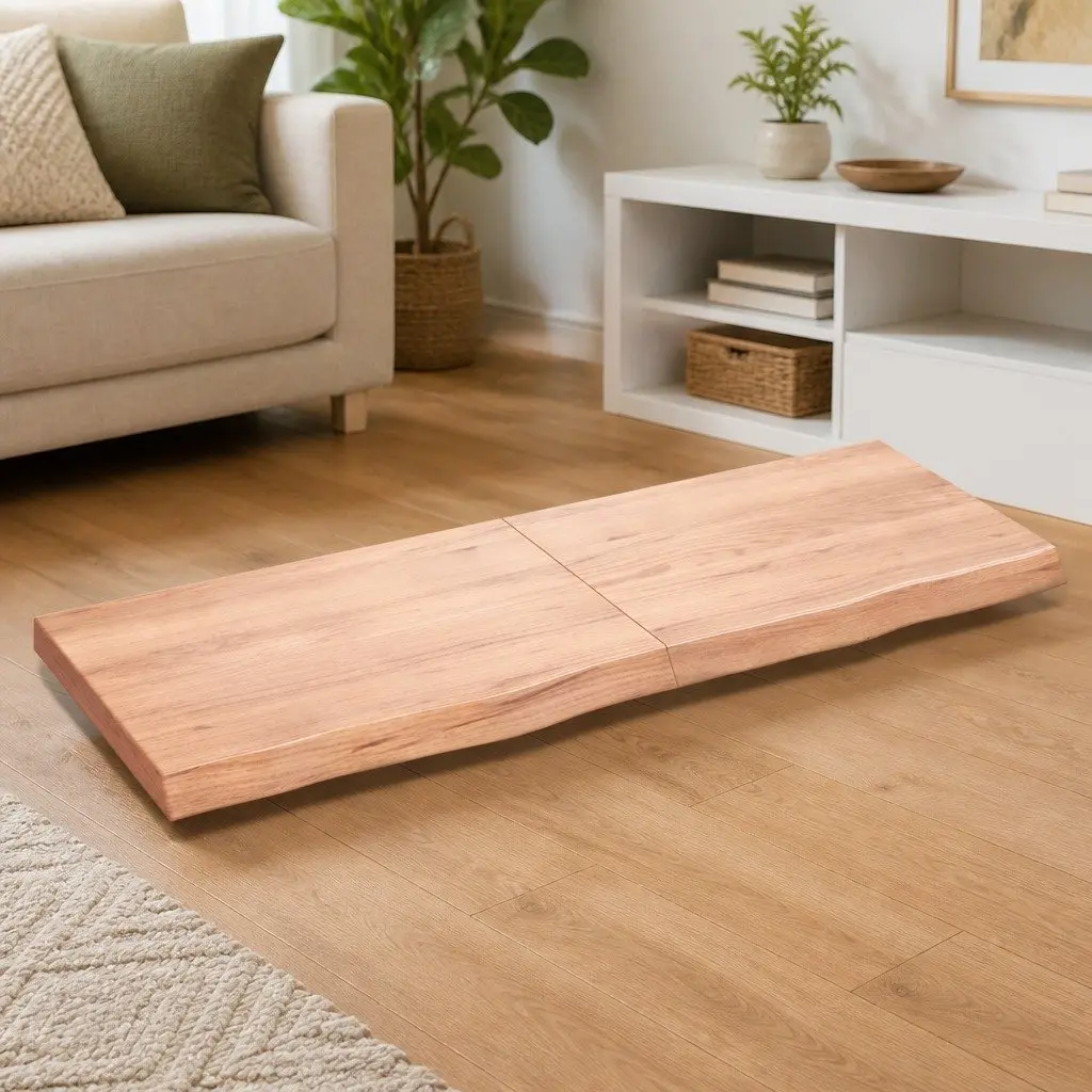 Folding Wall Shelf in Brown Solid Oak Wood 140x50cm