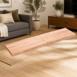 Rustic Solid Oak Wood Wall Shelf with Live Edge 180cm