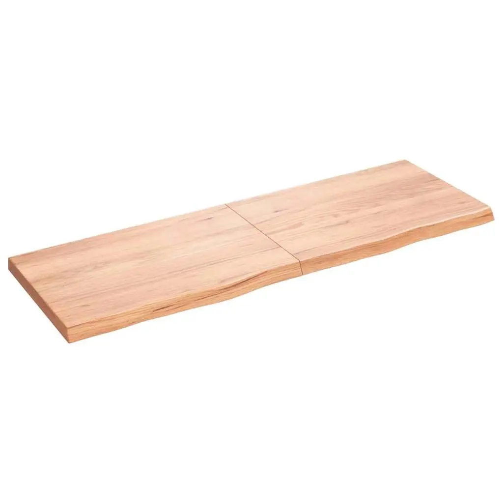 Rustic Wall Shelf in Light Brown Solid Oak Wood 180x60cm
