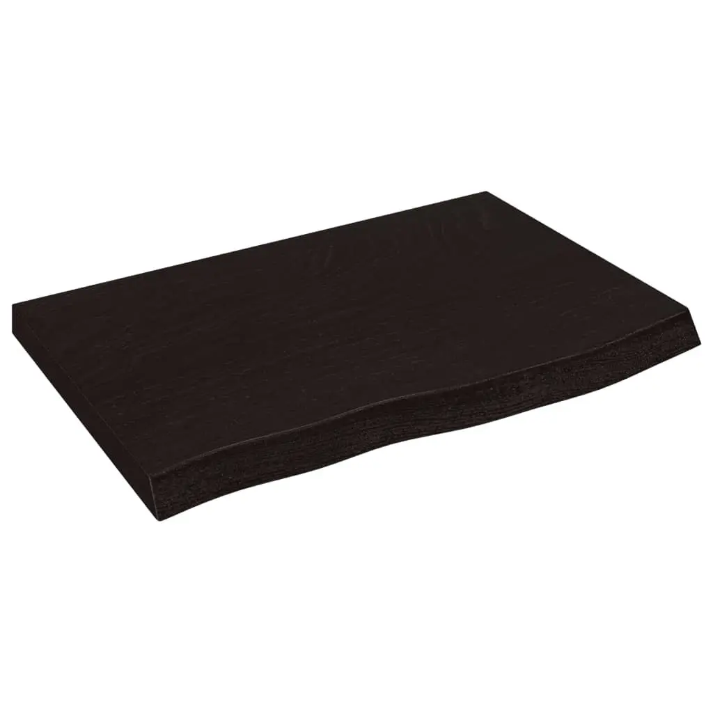 Wall Shelf Rustic Dark Brown Solid Oak Wood Live Edge 60x40cm