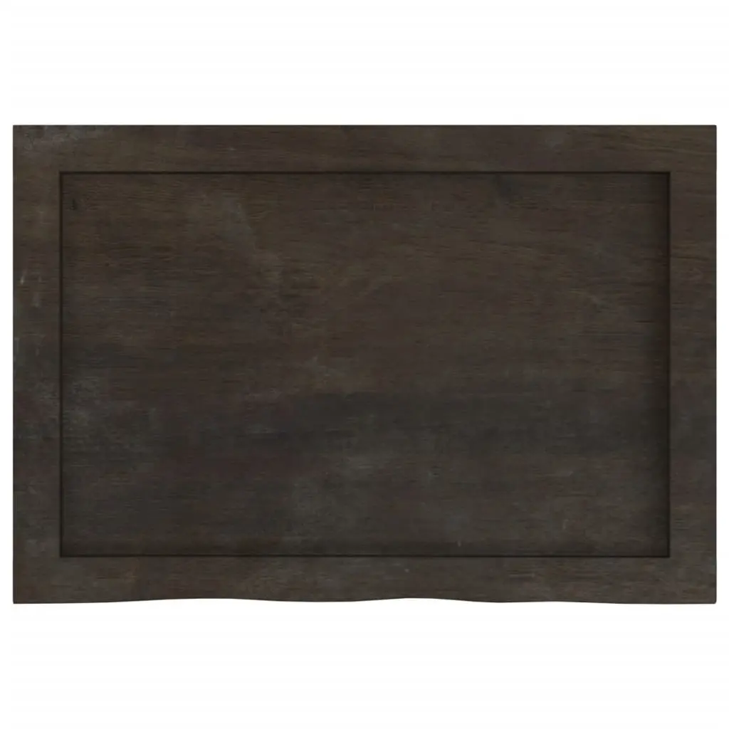 Wall Shelf Rustic Dark Brown Solid Oak Wood Live Edge 60x40cm