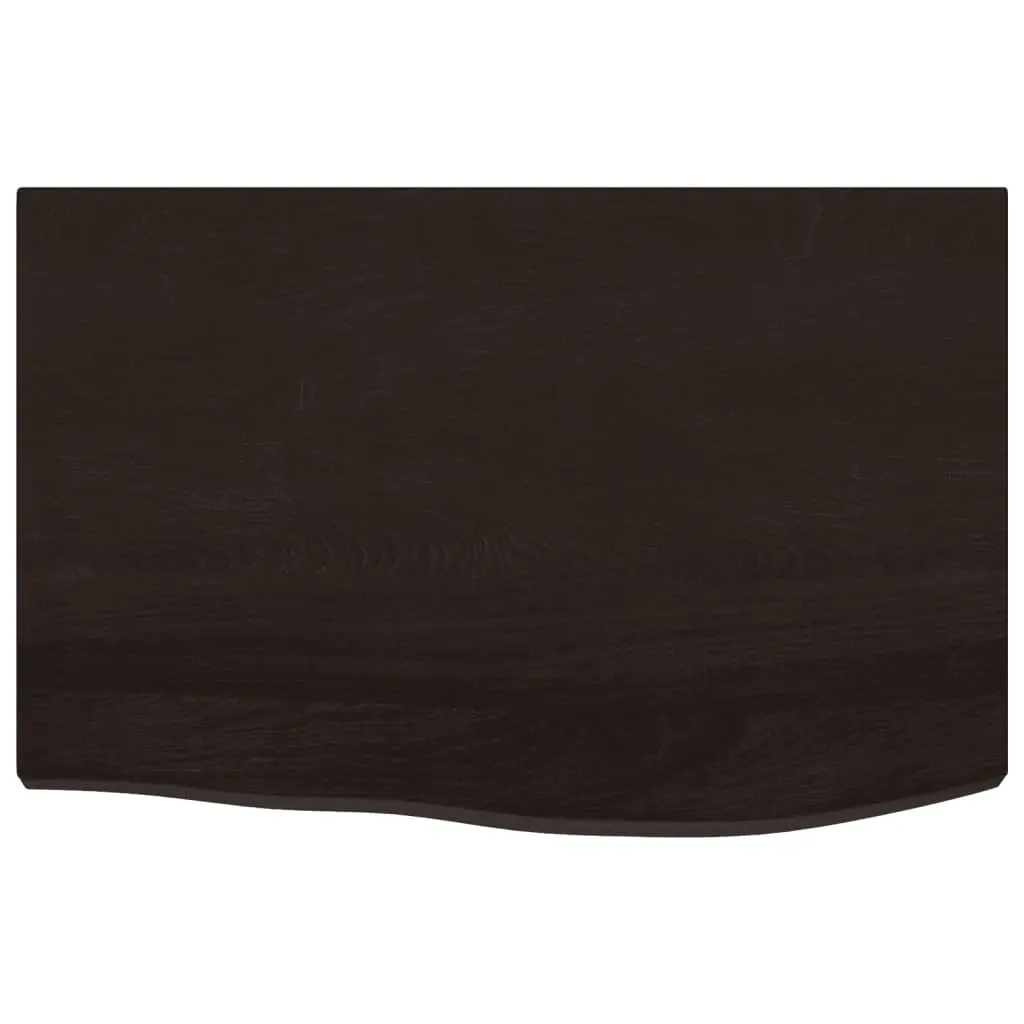 Wall Shelf Rustic Dark Brown Solid Oak Wood Live Edge 60x40cm