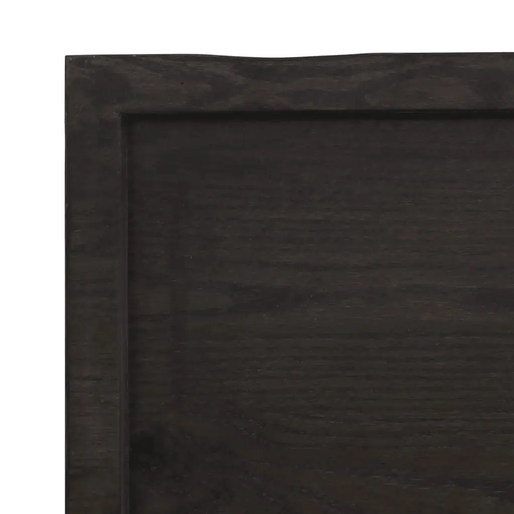 Wall Shelf Rustic Dark Brown Solid Oak Wood Live Edge 60x40cm