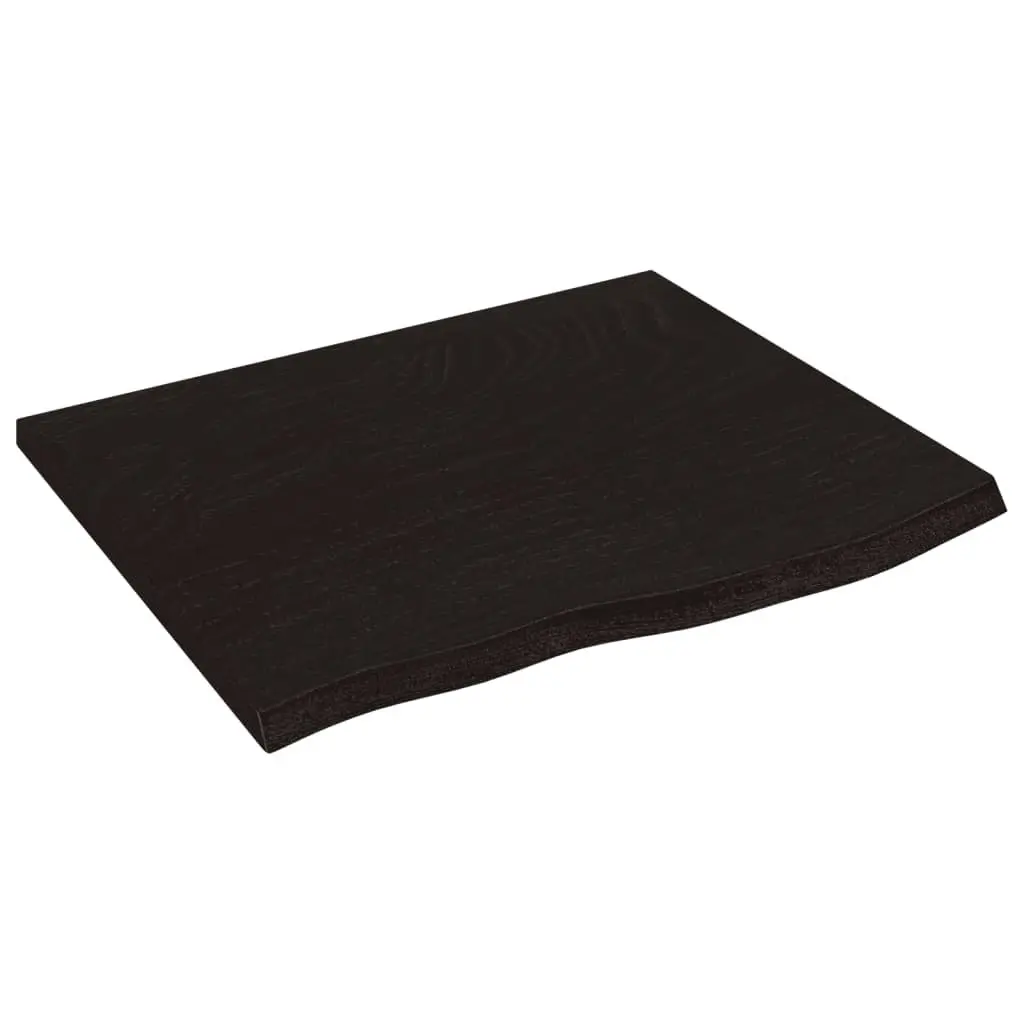 Wall Shelf Rustic Dark Brown 60x50x2 cm Solid Oak Wood Handmade Live Edge