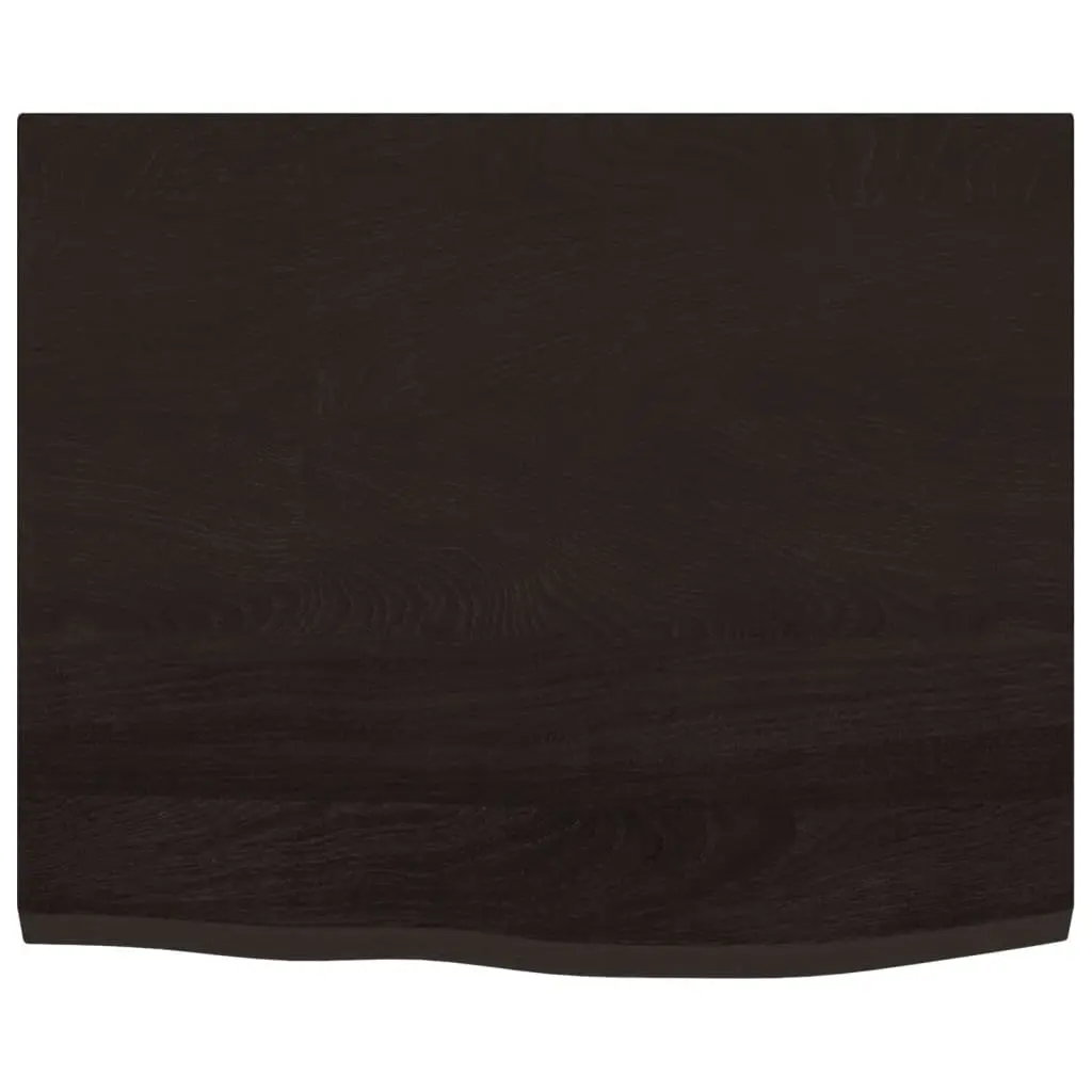 Wall Shelf Rustic Dark Brown 60x50x2 cm Solid Oak Wood Handmade Live Edge