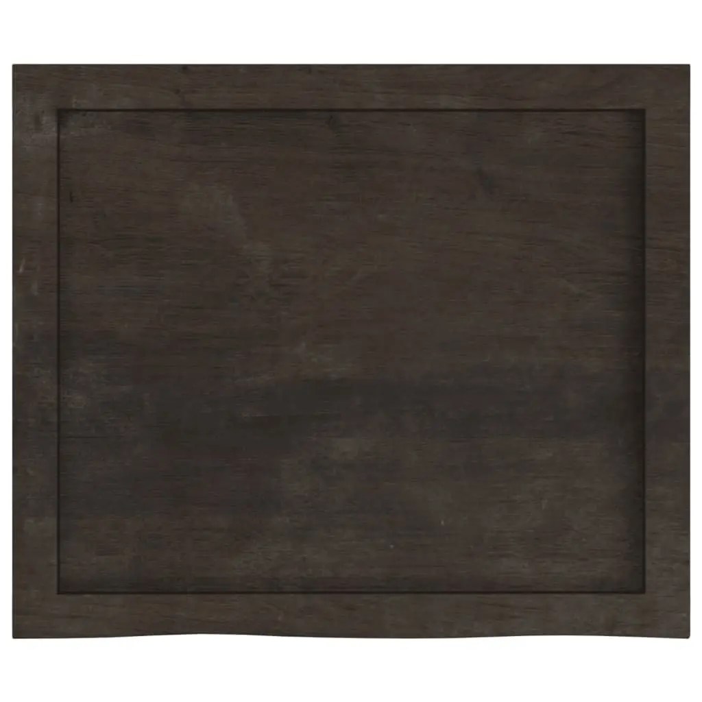 Wall Shelf Rustic Handmade Live Edge Dark Brown Solid Oak Wood 60x50cm