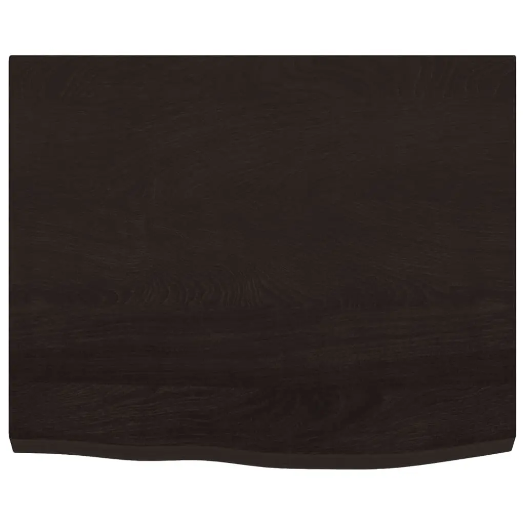 Wall Shelf Rustic Handmade Live Edge Dark Brown Solid Oak Wood 60x50cm