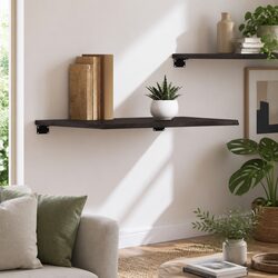 Rustic Dark Brown Solid Oak Wall Shelf 60x60 cm