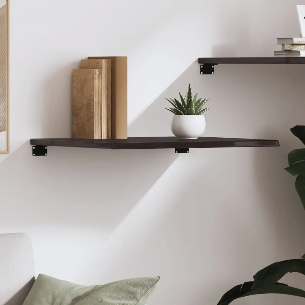 Wall Shelf Rustic Dark Brown Solid Oak Wood 60x60x2 cm