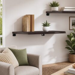 Rustic Dark Brown Oak Wall Shelf for Cozy Storage