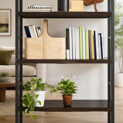 Rustic Dark Brown Solid Oak Wood Wall Shelf
