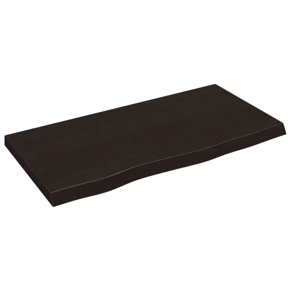 Wall Shelf Rustic Dark Brown Solid Oak Wood Floating Ledge 80 x 40 x 2-4 cm
