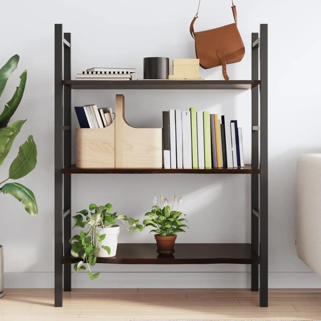 Wall Shelf Rustic Dark Brown Solid Oak Wood Handmade Floating Storage Shelving