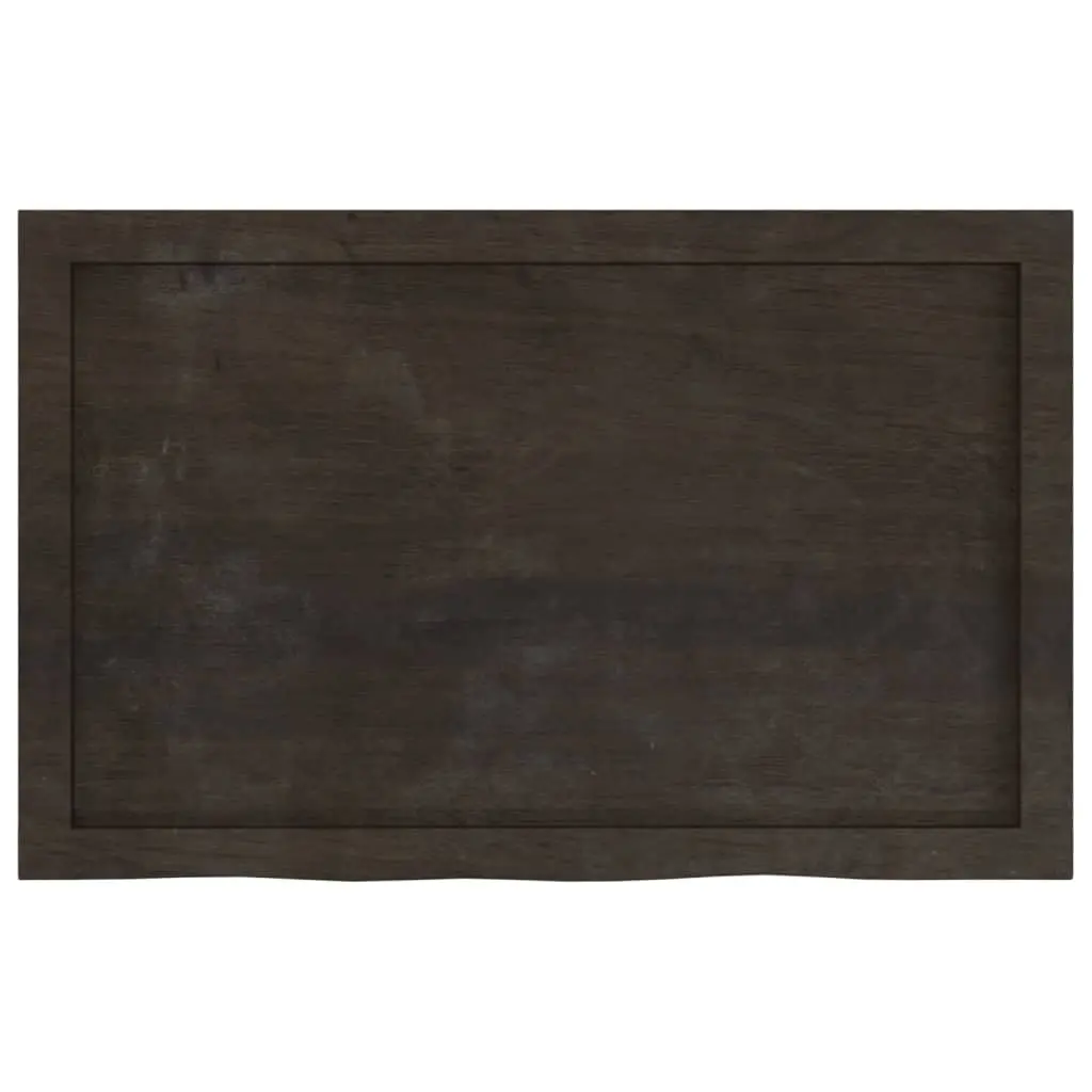 Wall Shelf Rustic Live Edge 80x50cm Solid Oak Wood Dark Brown Handmade
