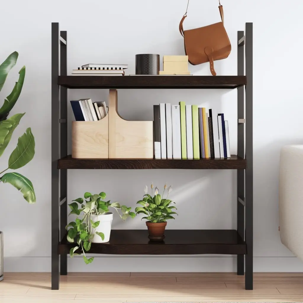 Wall Shelf Rustic Dark Brown Solid Oak Wood 80x50 cm