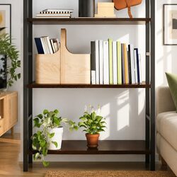 Rustic Dark Brown Solid Oak Wall Shelf 80x60x2 cm