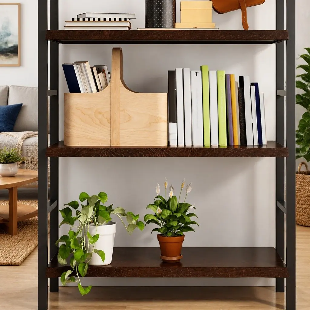 Wall Shelf Rustic Dark Brown Solid Oak Wood 80x60cm
